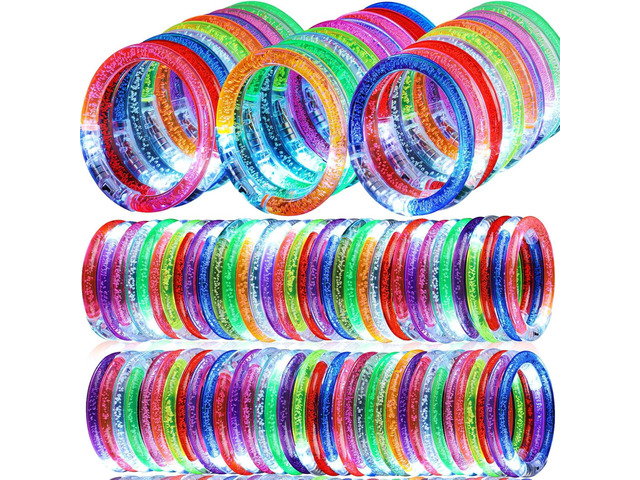 120 Pack Glow Bracelets Bulk, Glow in the Dark Party Supplies 10 Color LED Light Up Bracelets for Adults & Kids Birthday Wedding Party Favors...