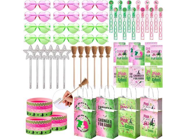 Vanblue 72Pcs Pink and Green Witch Party Favors Birthday Decorations,Star Wands,Glasses Goodie Bag Stuffers Pinata,Classroom Rewards for Kids.