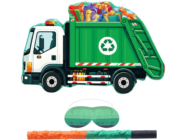 Threan Garbage Truck Piñata Truck Shaped Recycling Piñata with Gift Load Design for Birthday Decorations Fiesta Outdoor Party Supplies - Fun...
