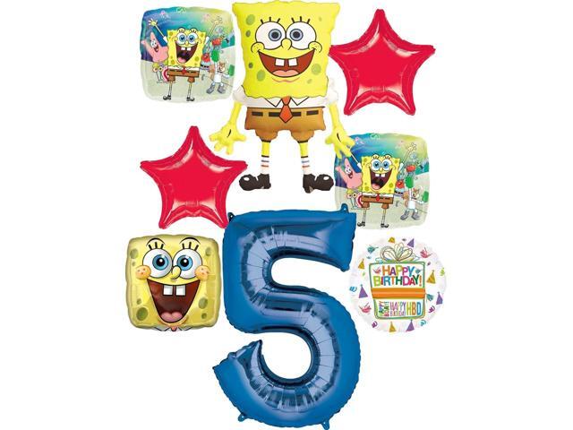 Spongebobs 5th Birthday Party Supplies 8pc Foil Balloons Bouquet Decorations