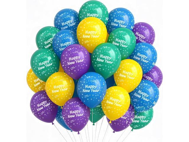 KatchOn, Multicolor Happy New Year Balloons Set - Pack of 60 Happy New Year Balloons 2026 NYE Balloon New Years Eve Party Supplies 2026 ...