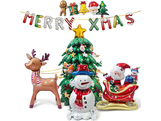 Christmas Balloons for Decorations with Christmas Tree Balloons, Xmas Letters, Santa Claus, Snowman, Gingerbread Foil Balloon for Xmas Themed...