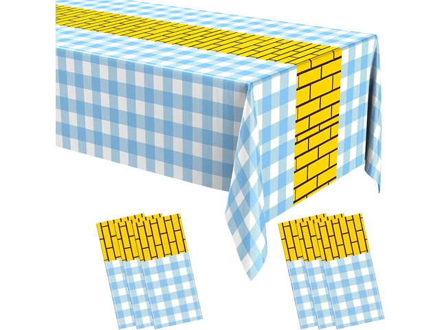Fanfanwin Yellow Brick Runner Tablecloth 54 x 108 Inch Brick Wall Backdrop Waterproof Rectangle Disposable Cover, Princess Decorations Party...