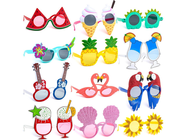 JOYIN 12 Pcs Hawaiian Luau Party Sunglasses, Summer Pool Party Decorations, Tropical Glasses for Girls Hawaiian Outfit, Cool Party Favors & Theme...