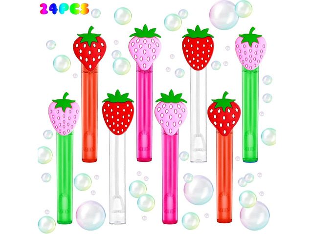 uoyoi Strawberry Party Favors,24Pcs Strawberry Bubble Wands for Kids,Sweet Berry Bubble Wand for Birthday Party Supplies,Pinata Baby Shower Goodie...