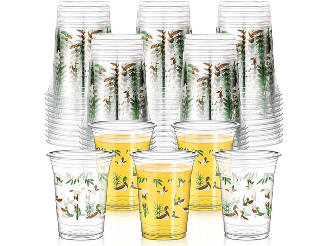 Qinyoung 50 Pcs 16 oz Mallard Duck Cups for Mallard Duck Party Decorations Mallard Duck Baby Shower Cups Plastic Disposable Drinking Cups Hunting...