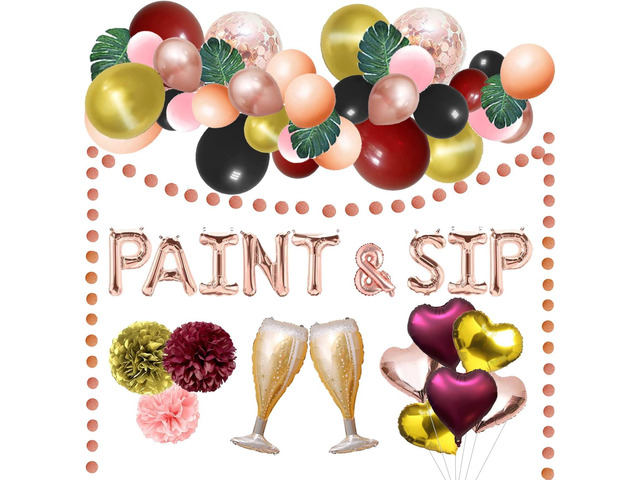 Paint And Sip Party Decorations, Paint And Sip Ideas Party Favors, Paint And Sip Kit for Adults, Paint And Sip Birthday Decorations, Sip And Paint...