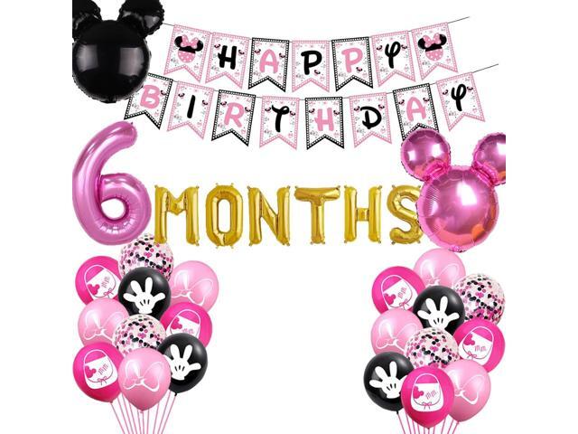Minnie Half Birthday Decorations Girls 6 Months Balloons Girls Half Way to First Banner for Minnie 1/2 Birthday Baby Shower Party Supplies...