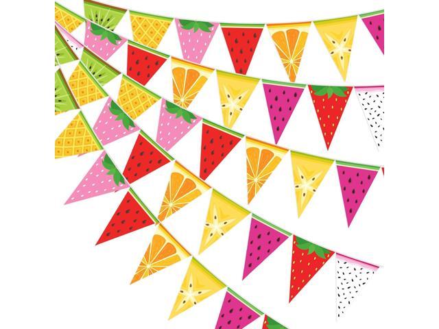 Gersoniel 5 Pieces Fruit Party Decorations Tropical Fruit Pennant Banner Bunting Pre-Strung Paper Triangle Flags Twotti Frutti Themed First.