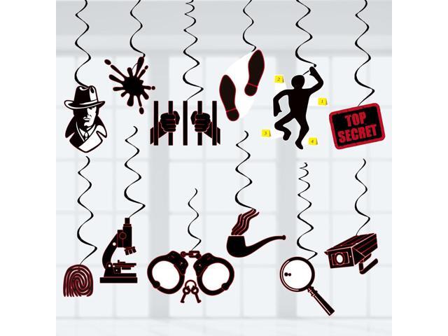 Detective Party Decoration Top Secret Spy Party Decor Supplies Murder Mystery Hanging Swirls Party Streamers Decorations 24pcs Birthday Party Decor...