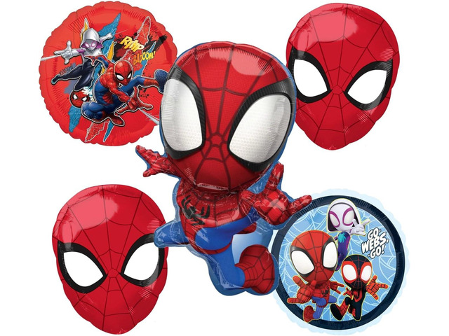 Spidey and His Amazing Friends Birthday Party Supplies 5pc Balloon Bouquet Decorations