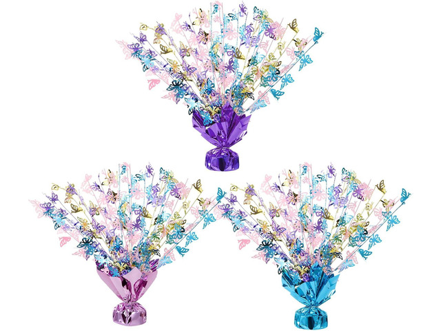 Ceenna 3 Pieces Butterfly Table Decorations Metallic Gleam Foil Spray Centerpieces Glitter Plastic Spray Table Centerpieces for Summer Party...