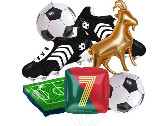 4D Football Balloons Set - Soccer Field, Cleats, Jersey & Goat Shapes Sports Party Decorations for Fans, Birthday, Game Day (red &green)