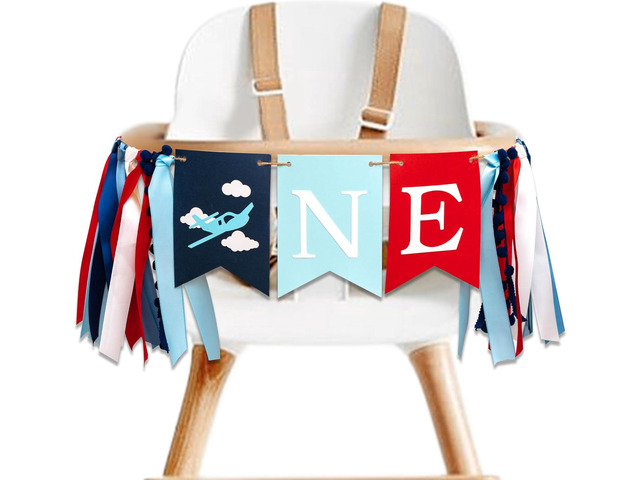 Airplane High Chair Banner - Top One Highchair Banner For Baby,First Birthday Party Decorations,Airplane Themed Birthday Party Supplies