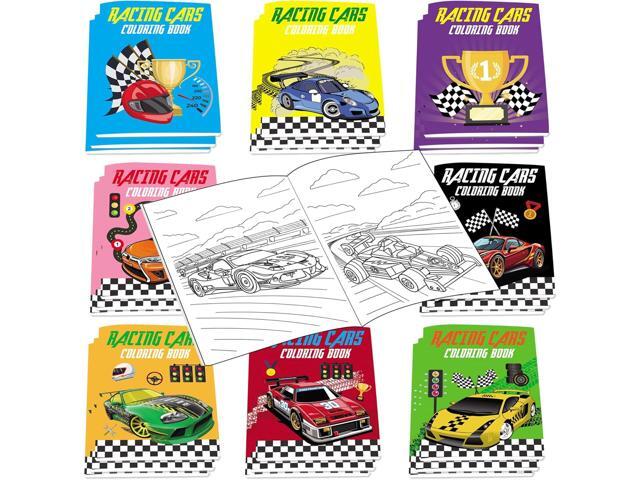 Lyosehy 24PCS Coloring Books Racing Car Theme Party Favors Racing Car Activity Coloring Books Bulk Fast Racecar Wheel Theme Birthday Party Drawing.