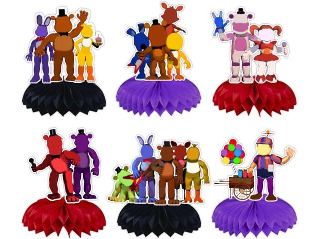 6Pcs Five Nights Party supplies set Five Nights Honeycomb Centerpieces Double Sided Table Topper card