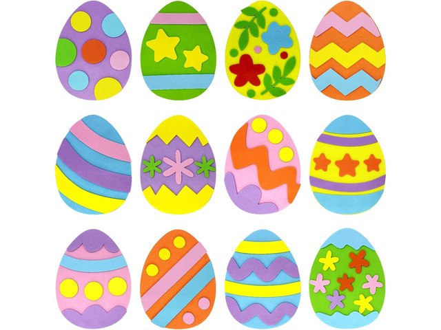 Hifunwu 24 Pcs Foam Easter Eggs for Crafts Easter Foam Stickers Crafts Party Favors Supplies