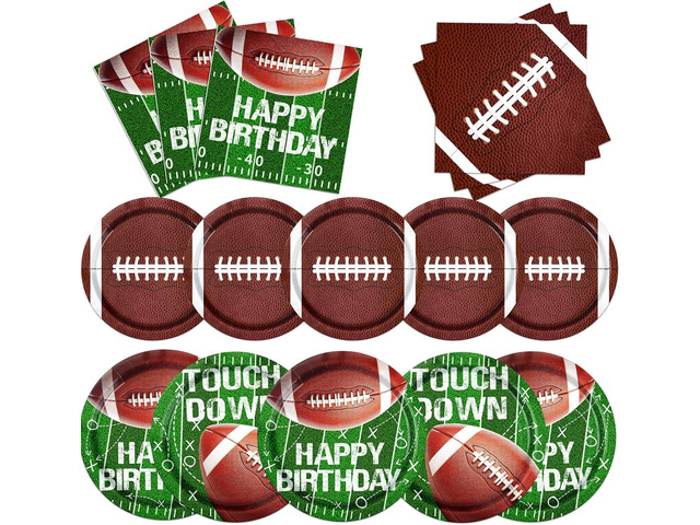 Football Party Supplies Paper Plates and Napkins for Football Birthday Party Football Gameday Tailgate Party, Football Theme Party Decoration,...