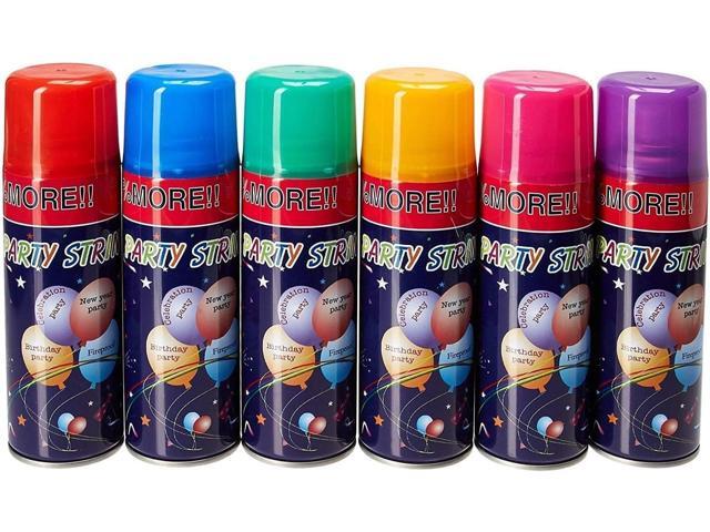 6 Pack Party Streamer Spray String in a Can 3 oz Each Fun Party Favors & Decorations for Kids Parties, Events, Holidays, Birthdays, and Celebrations