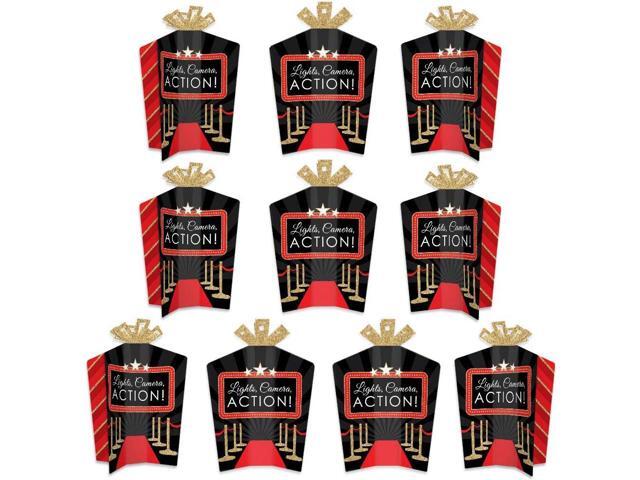 Big Dot of Happiness Red Carpet - Table Decorations - Movie Night Party Fold and Flare Centerpieces - 10 Count