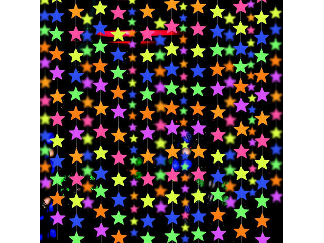 120feet UV Star Paper Neon Garland Neon Streamers Black Light Neon Decorations for Dark Glow Party UV Reactive Neon Party Favors Glow in The Dark...
