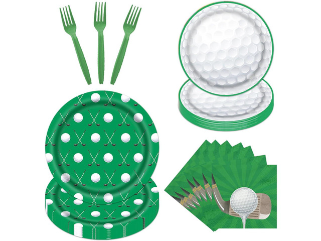 Rakuto Golf Party Plates Napkins Forks, 64PCS Golf Party Tableware Set Supplies for Men, Sport Theme Disposable Plates Decorations Supplies