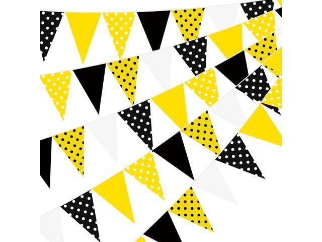 Gersoniel 5 Pcs Bee Pennant Banner Honey Bee Birthday Party Decorations Yellow Black White Dots Triangle Flags Paper Bunting Garland for Baby.