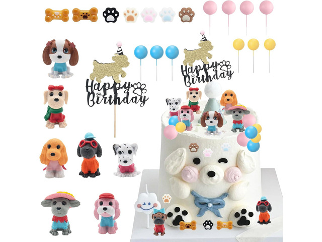 33 PCS Dog Party Supplies Puppy Birthday Theme Party Supplies Dog Cake Topper