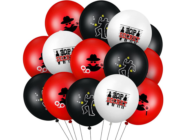 Liliful 60 Pcs Top Secret Spy Theme Balloon Detective Decoration Latex Red and Black Balloons Agent Spy Party Decorations Detective Themed Birthday...
