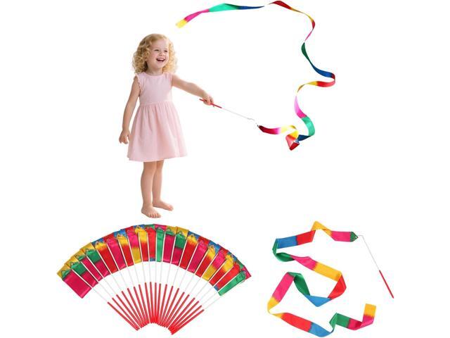 soi-meme 20 Pack Ribbon Dancing Wands Party Favors for Kids, Rainbow Birthday Decorations, Princess Party Supplies, Girls Party Games, Gymnastics.