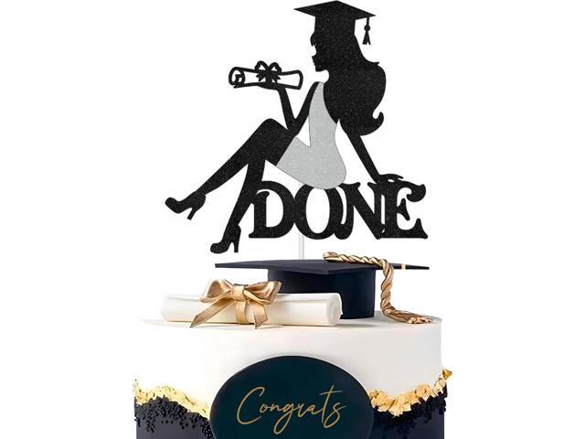 Done Cake Topper - Class of 2025 Graduation Decoration Cake Picks for Girls - Congrats 2025 Grad Sign Party Decor - High Scool College Graduation.