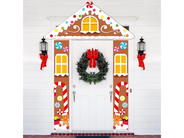 Christmas Gingerbread Party Porch Banner for Classroom Christmas Party Door Decoration Xmas Gingerbread Man House Door Cover Hanging Supplies...