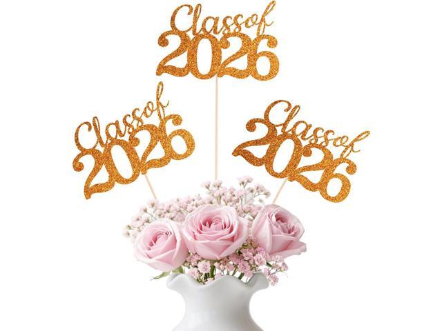 Orange Class of 2026 Double-sided Graduation Table Centerpieces, 12 Pcs Grad Party Decorations with Sticks, Graduation 2026 Party Supplies for...