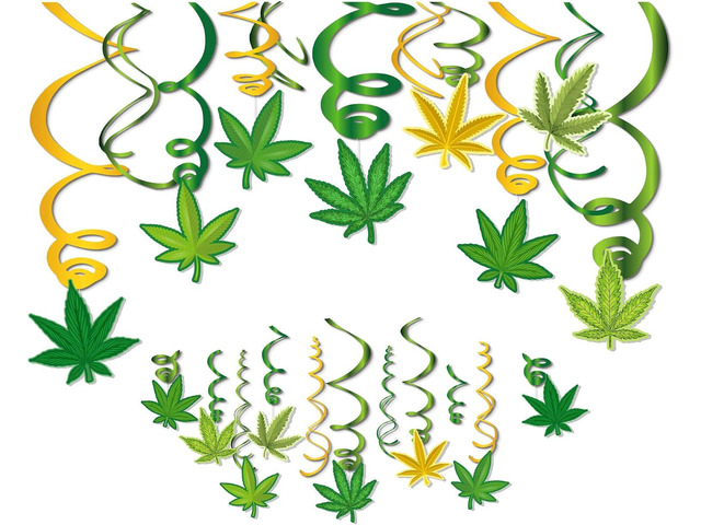 30Ct Green Leaf Hanging Swirl Decorations, Paper Plant Leaves Party Supplies, Birthday Theme Decor