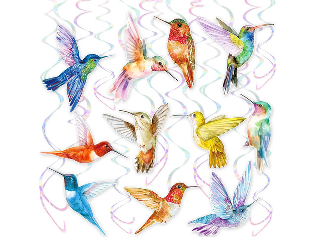 Hummingbird Hanging Swirls 20Pcs Hummingbird Birthday Decorations Hummingbirds Ceiling Decor Tropical Bird Party Hanging Streamer for Summer Flying...