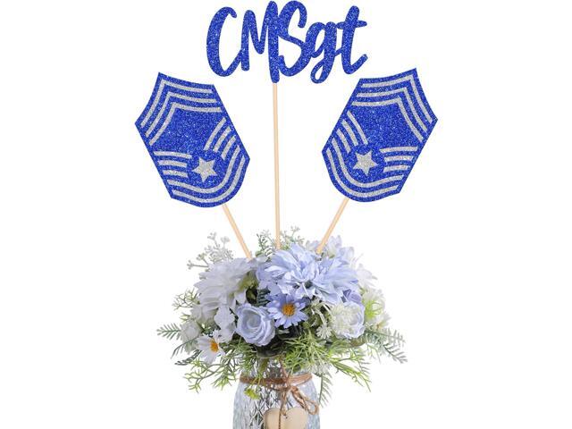 12 Pack Chief Master Sergeant Centerpiece Sticks Glitter CMSGT Military Themed Bound Emblem Table Centerpiece Sticks for Congrats Retirement Army...