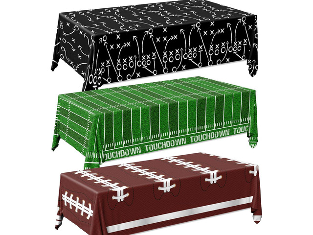Football Party Decorations, Disposable Field Tablecloth Plastic Rectangular Touchdown Table Cover for Sports Birthday Game Day Tailgate Parties,...