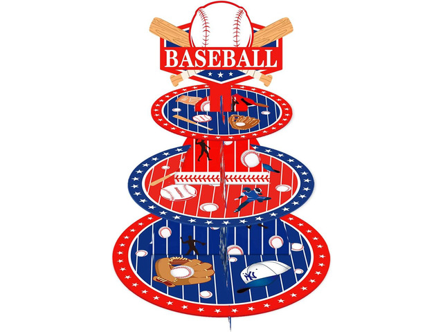 Baseball Cupcake Stand 3 Tier Cake Stand for Kids Birthday Party Decorations Baseball Theme Baby Shower Supplies