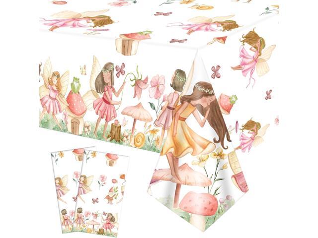 CANDY CHEF Fairy Party Tablecloth Fairy Birthday Party Table Cover 3Pcs Fairies Garden Table Covers Fairy Birthday Decorations for Fairy Elf Theme...