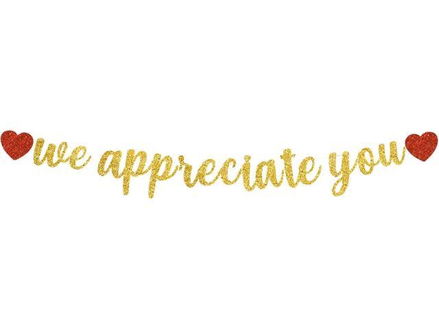 BEISHIDA Gold We Appreciate You Banner,NO DIY,Employee Appreciation Banner for Office Party Decorations,Thank you for Employee Teacher Doctor Nurse.