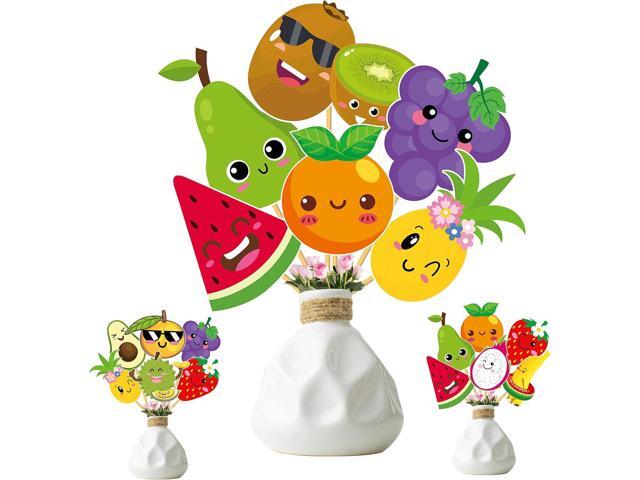 Tutti Frutti Party Centerpieces Sticks 24pcs Summer Fruit Table Toppers Decorations for Tutti Fruity Tropical Fruit Theme Birthday Party Baby.
