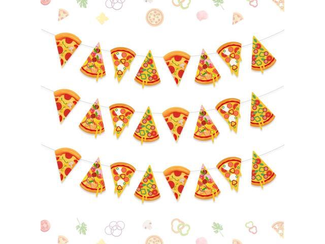 3 Pcs Pizza Banner, Pizza Theme Pennant Bunting Garland for Baby Shower Birthday Bachelorette Party Supplies, Fast Food Theme Decorations for Pizza.