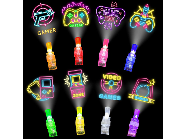 BleSky 24Pack Video Game Party Favors LED Finger Lights,Gamer Birthday Glow in the Dark Light Up Toys for Kids Boy Girl Valentine's Day Easter...