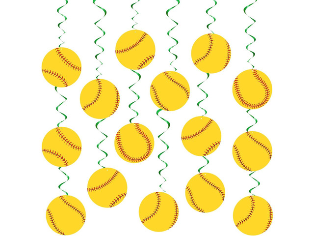 30 Pieces Softball Party Decoration Swirls Sports Hanging Swirl Decorations Birthday Party Supplies Sport Theme Ceiling Streamers for Softball Fans...