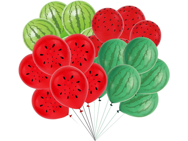 40 Pieces Watermelon Balloons Fruit Latex Balloons for Baby Shower Watermelon Party Supplies One in a Melon Themed Decorations, Green,red