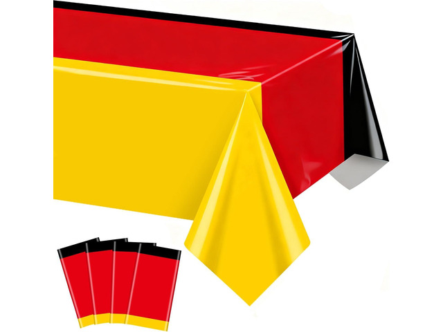 German Tablecloth, 4 Pcs Black Red Yellow German Flag Design Table Cloths for Oktoberfest Decor Family Gathering Supplies National Theme Party...