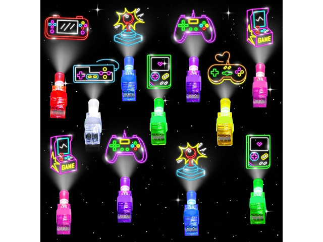 28Pcs Finger Lights Gaming Party Favors Birthday Decorations, Goodie Bags Stuffers Video Gamer Glow in the Dark Bulk Party Favors Toys for Kids 3 4...