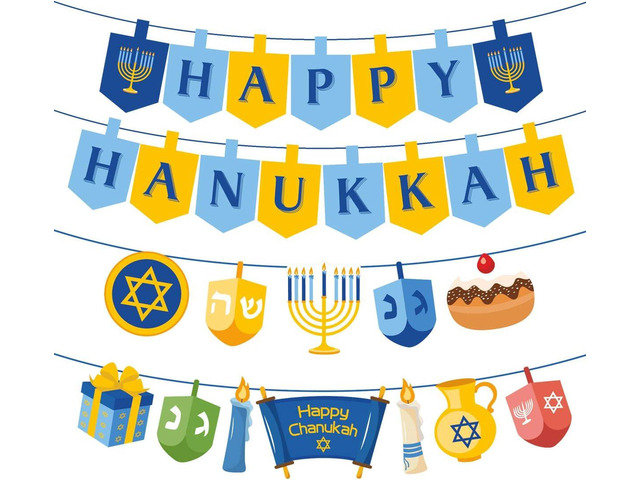 Happy Hanukkah Decorations Paper Banners - Holiday Chanukah Party Supplies Favors