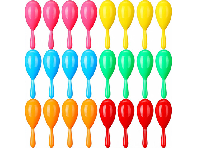 24 Pcs Maracas, 4.3 Inch Plastic Maracas for Mexican Fiesta, Luau Party, Wedding, Birthday, Cinco De Mayo Fiesta Themed Party Supplies (multicolor)