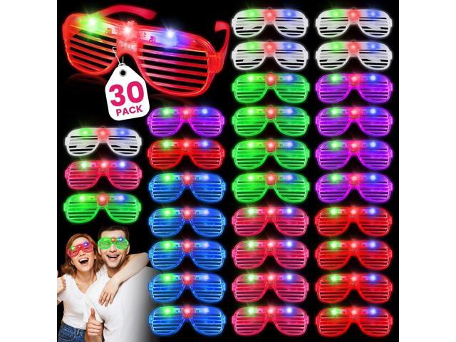 30 Pack LED Glasses ,6 Colors Light Up Glasses Glow In The Dark Party Supplies , Party Glasses for Adults , Glow Shutter Glasses for Valentines Day.